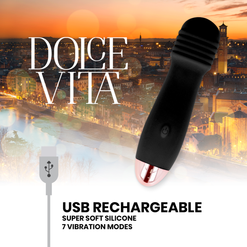 Alternative view of DOLCE VITA - RECHARGEABLE VIBRATOR THREE BLACK 7 SPEED