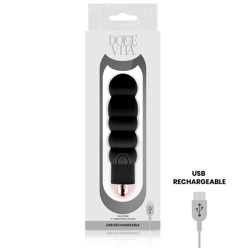 Alternative view of DOLCE VITA - RECHARGEABLE VIBRATOR SIX BLACK 7 SPEEDS