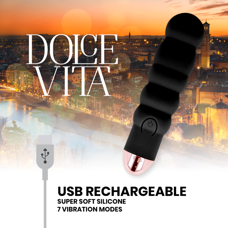 DOLCE VITA - RECHARGEABLE VIBRATOR SIX BLACK 7 SPEEDS - Bild 3