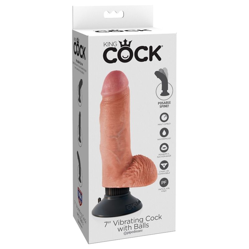 KING COCK - 17.78 CM VIBRATING COCK WITH BALLS FLESH - Bild 8
