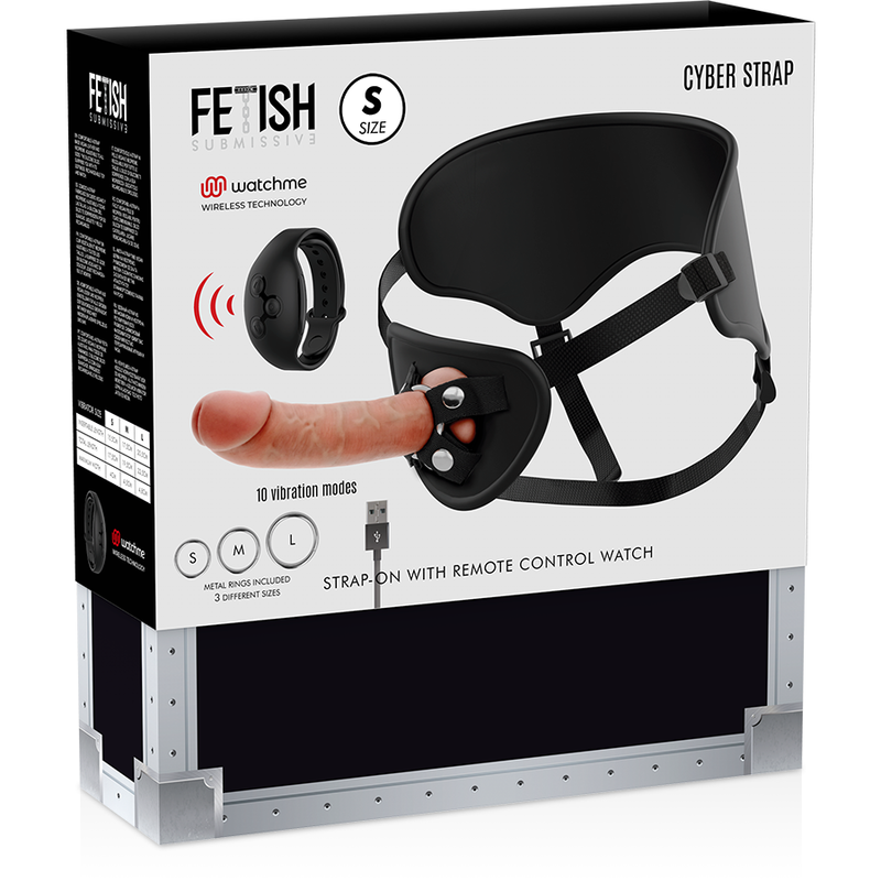 FETISH SUBMISSIVE CYBER STRAP - HARNESS WITH REMOTE CONTROL DILDO WATCHME S TECHNOLOGY - Bild 10