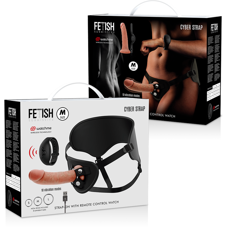 FETISH SUBMISSIVE CYBER STRAP - HARNESS WITH REMOTE CONTROL DILDO WATCHME M TECHNOLOGY - Bild 14