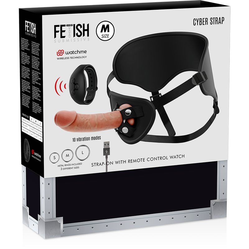 FETISH SUBMISSIVE CYBER STRAP - HARNESS WITH REMOTE CONTROL DILDO WATCHME M TECHNOLOGY - Bild 12