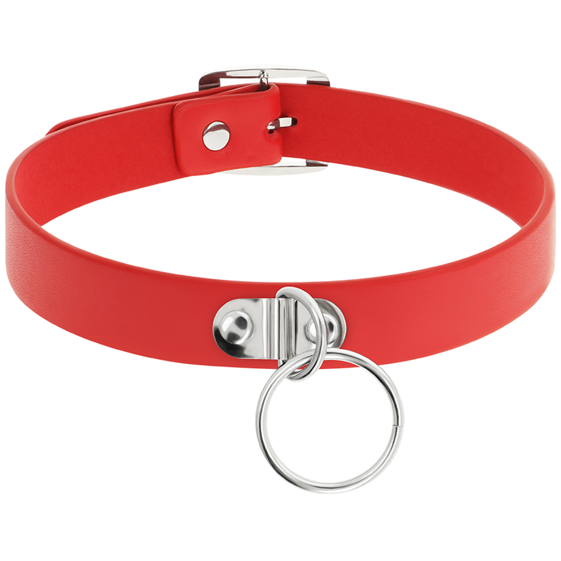 COQUETTE CHIC DESIRE - RED VEGAN LEATHER NECKLACE WOMAN FETISH ACCESSORY - Bild 4