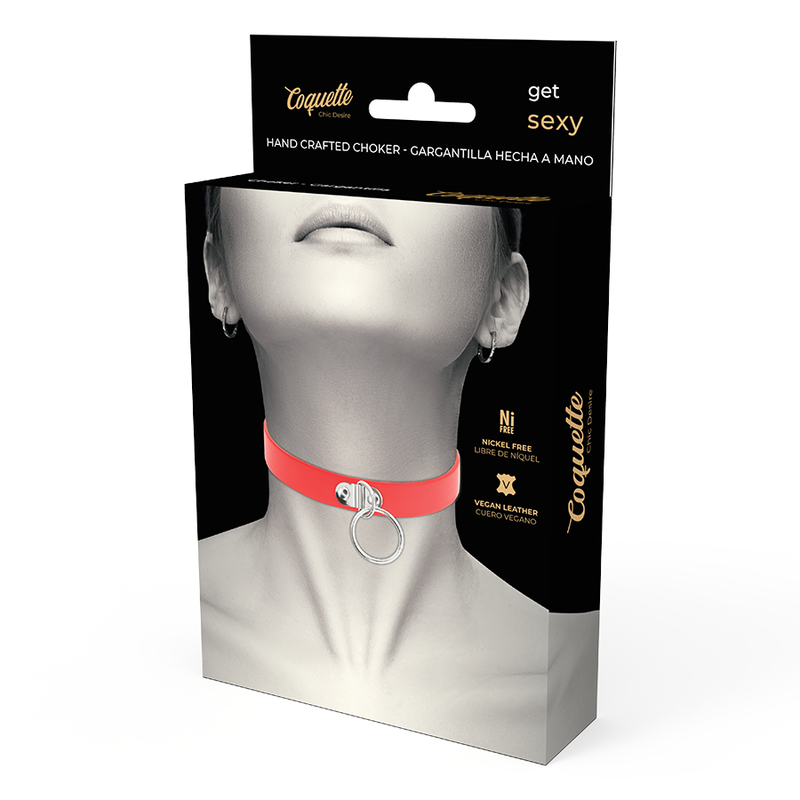 Alternative view of COQUETTE CHIC DESIRE - RED VEGAN LEATHER NECKLACE WOMAN FETISH ACCESSORY