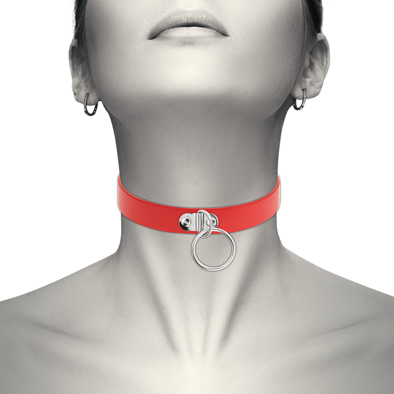 COQUETTE CHIC DESIRE - RED VEGAN LEATHER NECKLACE WOMAN FETISH ACCESSORY - Bild 5