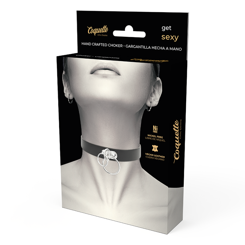 COQUETTE CHIC DESIRE - DOUBLE RING VEGAN LEATHER CHOKER - Bild 5