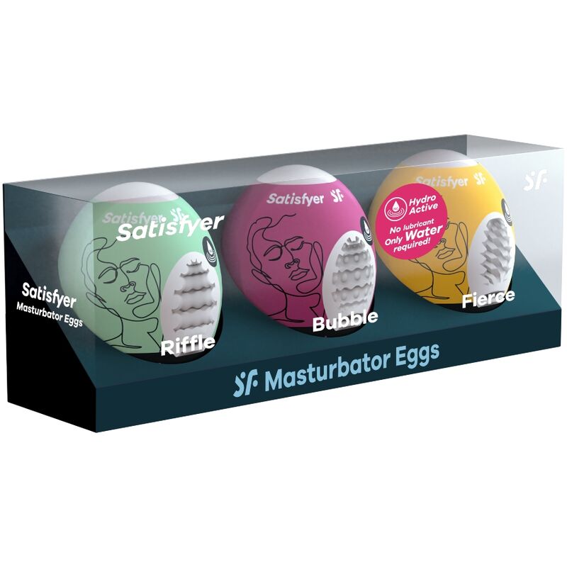SATISFYER - 3 MASTURBATOR EGGS RIFFLE, BUBBLE & FIERCE - Bild 2