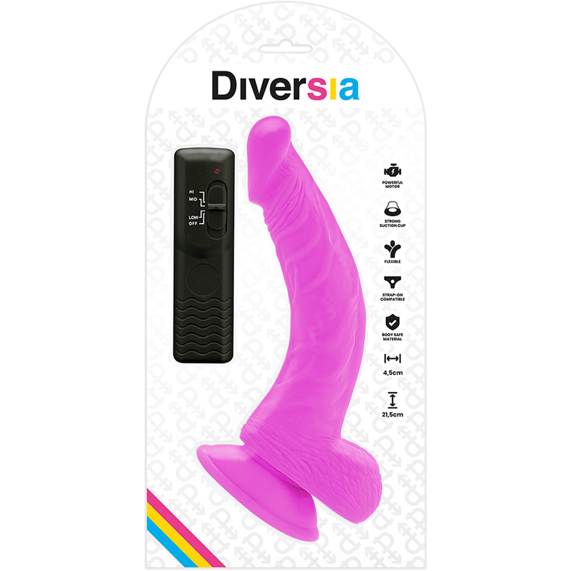 DIVERSIA - FLEXIBLE VIBRATING DILDO PURPLE 21.5 CM -O- 4.5 CM - Bild 6