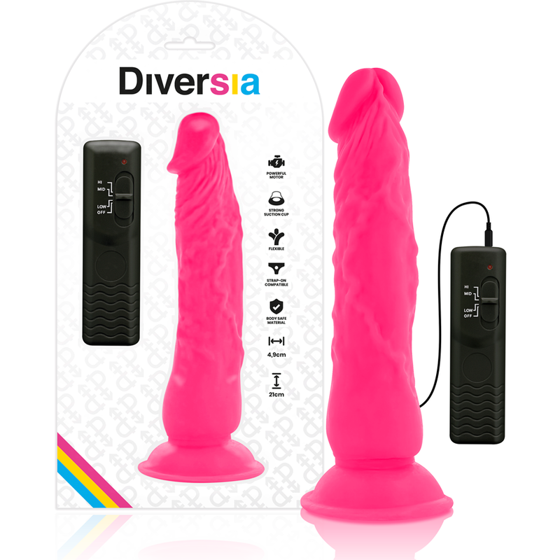DIVERSIA - FLEXIBLE VIBRATING DILDO PINK 21 CM -O- 4.9 CM - Bild 6
