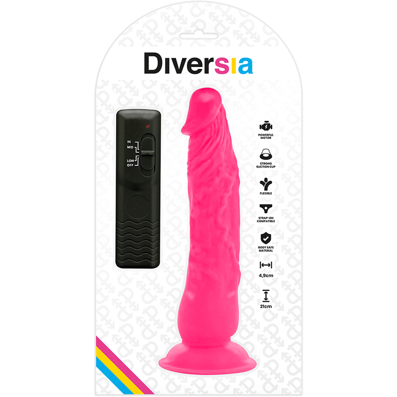 DIVERSIA - FLEXIBLE VIBRATING DILDO PINK 21 CM -O- 4.9 CM - Bild 5