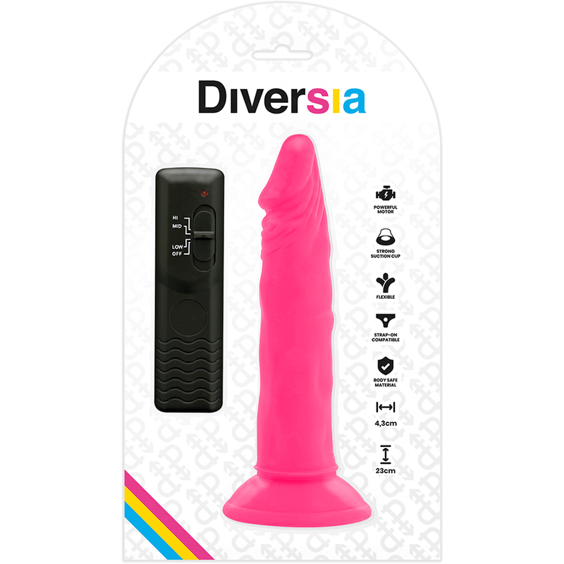 DIVERSIA - FLEXIBLE VIBRATING DILDO PINK 23 CM -O- 4.3 CM - Bild 3