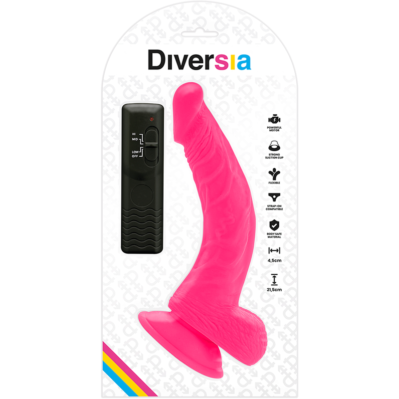 DIVERSIA - FLEXIBLE VIBRATING DILDO PINK 21.5 CM -O- 4.5 CM - Bild 7
