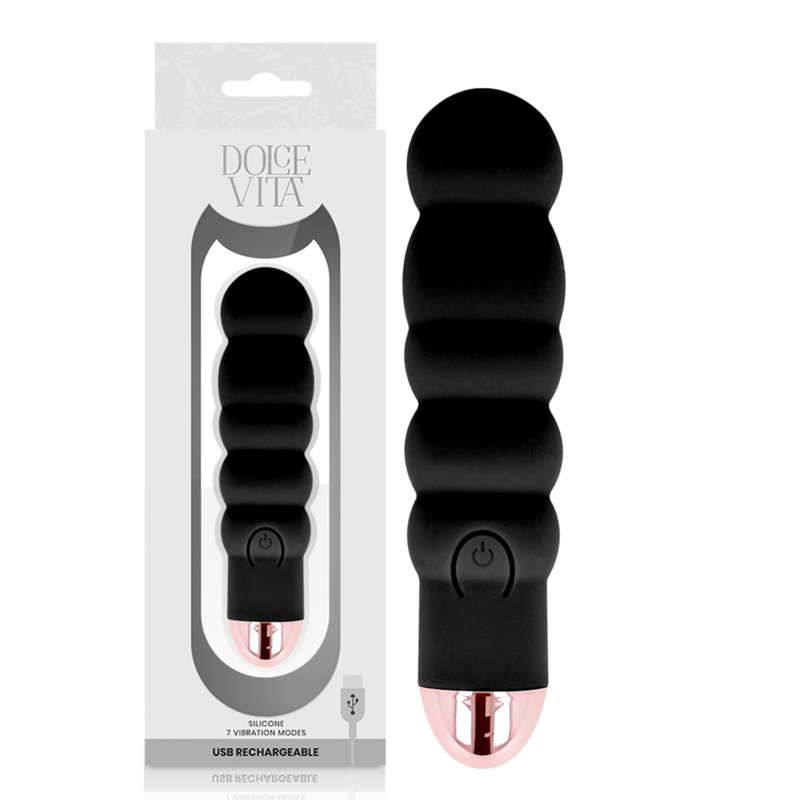 DOLCE VITA - RECHARGEABLE VIBRATOR SIX BLACK 7 SPEEDS - Bild 4
