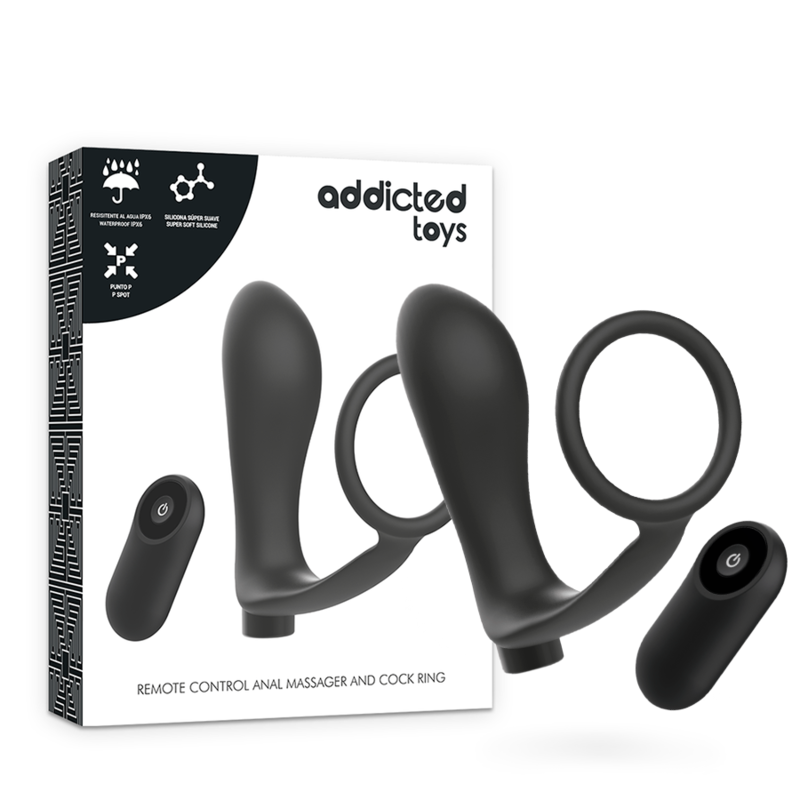 ADDICTED TOYS - PENIS RING WITH REMOTE CONTROL ANAL PLUG BLACK RECHARGEABLE - Bild 8