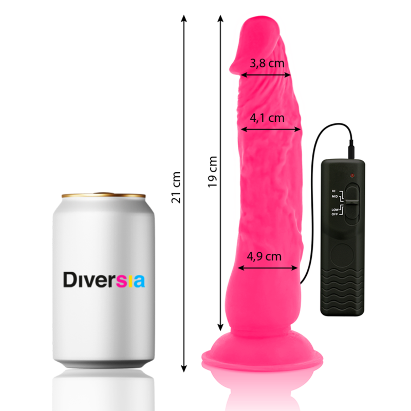 DIVERSIA - FLEXIBLE VIBRATING DILDO PINK 21 CM -O- 4.9 CM - Bild 2