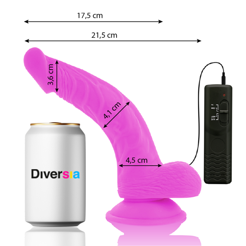 DIVERSIA - FLEXIBLE VIBRATING DILDO PURPLE 21.5 CM -O- 4.5 CM - Bild 5