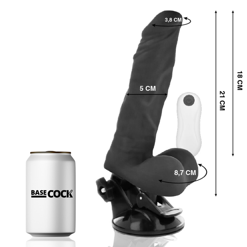 BASECOCK - VIBRADOR ARTICULABLE CONTROL REMOTO NEGRO 21 CM -O- 5 CM - Bild 3
