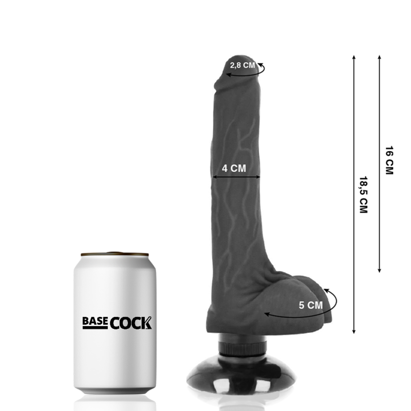 Alternative view of BASECOCK - REALISTIC VIBRATOR 2-1 BLACK 18.5 CM -O- 4 CM