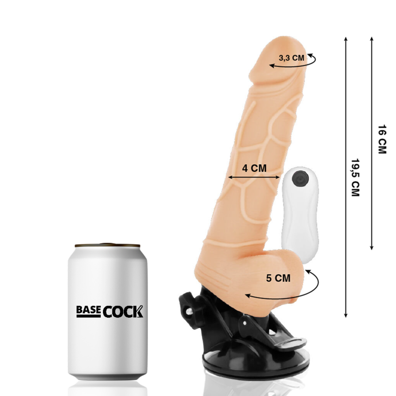 Alternative view of BASECOCK - REALISTIC VIBRATOR REMOTE CONTROL NATURAL WITH TESTICLES 19.5 CM -O- 4 CM