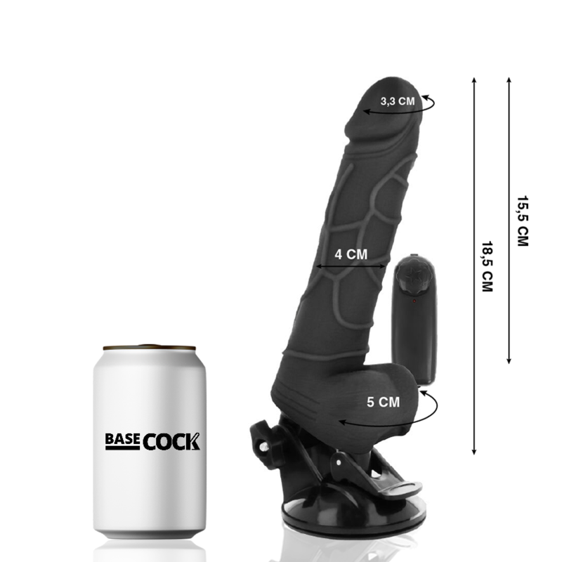Alternative view of BASECOCK - REALISTIC VIBRATOR REMOTE CONTROL BLACK 18.5 CM -O- 4CM