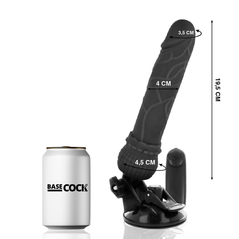 BASECOCK - REALISTIC VIBRATOR REMOTE CONTROL BLACK 19.5 CM -O- 4 CM - Bild 3