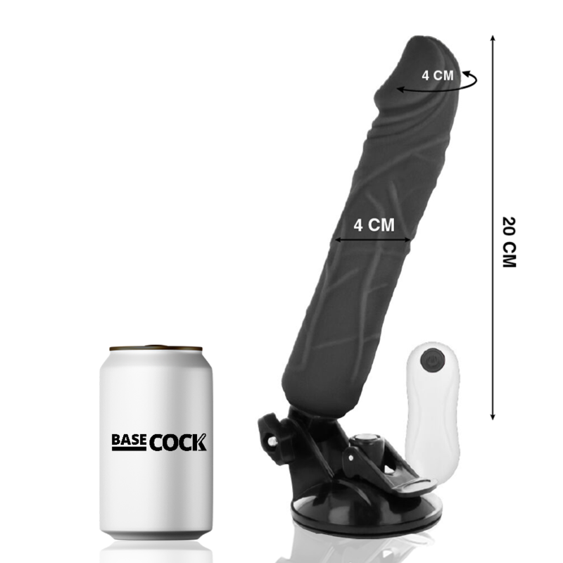 Alternative view of BASECOCK - REALISTIC VIBRATOR REMOTE CONTROL BLACK 20 CM -O- 4 CM