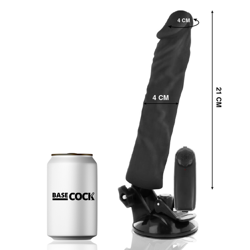 Alternative view of BASECOCK - REALISTIC VIBRATOR REMOTE CONTROL BLACK 21 CM -O- 4 CM