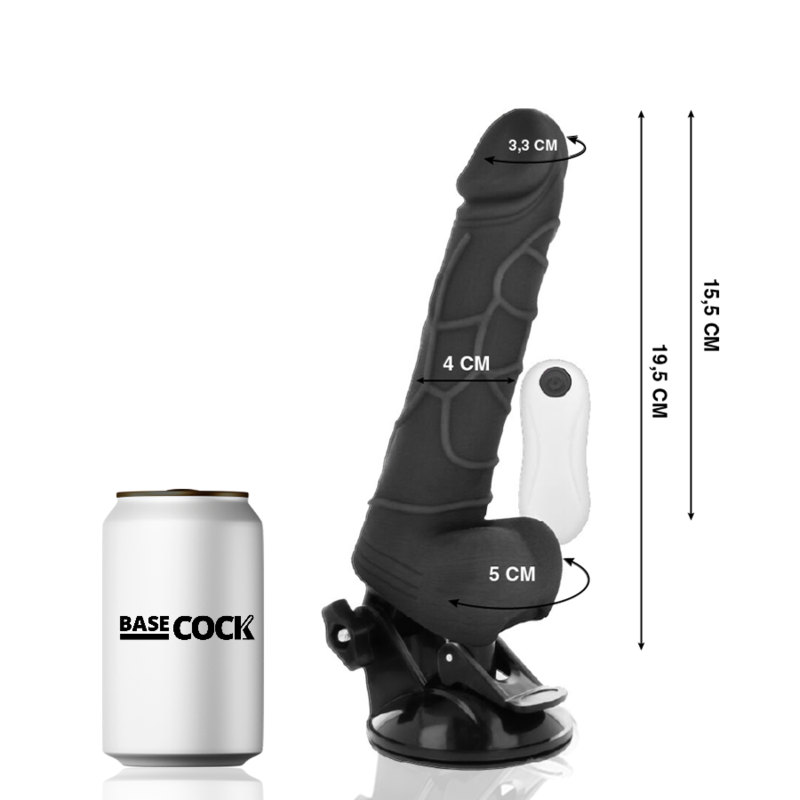 Alternative view of BASECOCK - REALISTIC VIBRATOR REMOTE CONTROL BLACK WITH TESTICLES 19.5 CM -O- 4 CM
