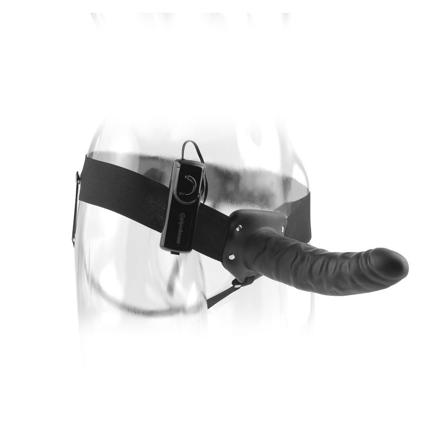 FETISH FANTASY SERIES - 19 CM VIBRATING HOLLOW STRAP-ON BLACK - Bild 5