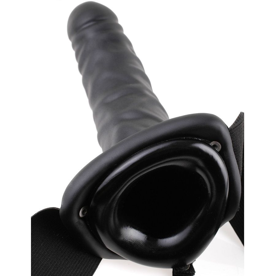 FETISH FANTASY SERIES - 19 CM VIBRATING HOLLOW STRAP-ON BLACK - Bild 3