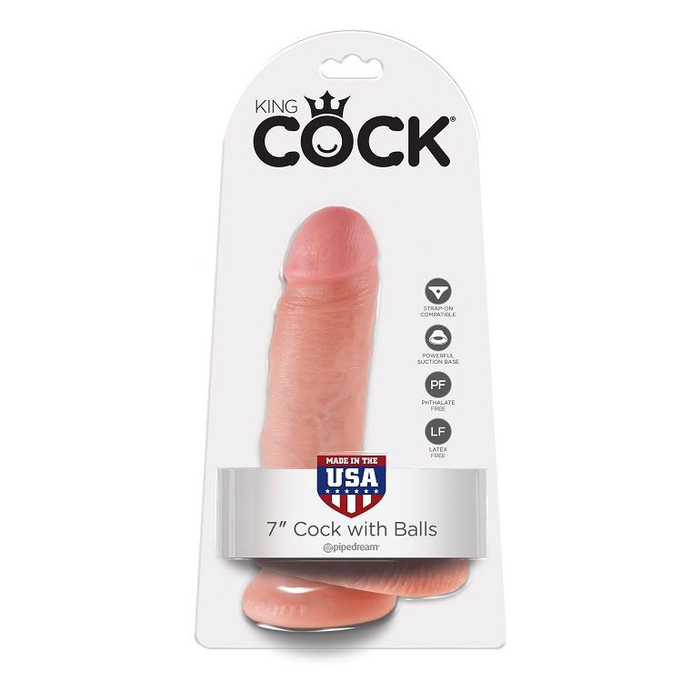 KING COCK - 7 DILDO FLESH WITH BALLS 17.8 CM - Bild 4