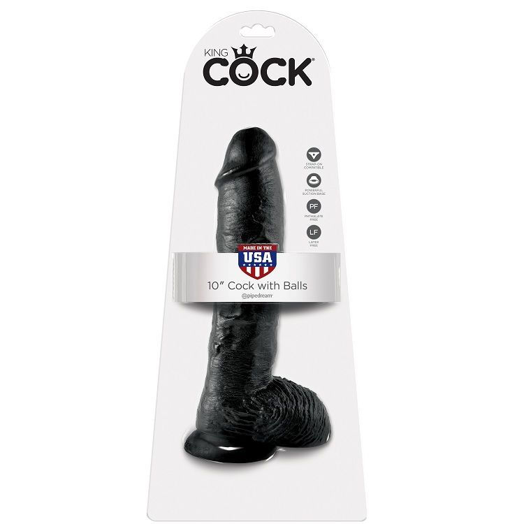 KING COCK - DILDO BLACK WITH BALLS 25.4 CM - Bild 3