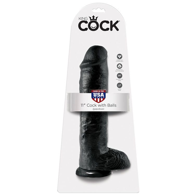 KING COCK - DILDO BLACK WITH BALLS 28 CM - Bild 5