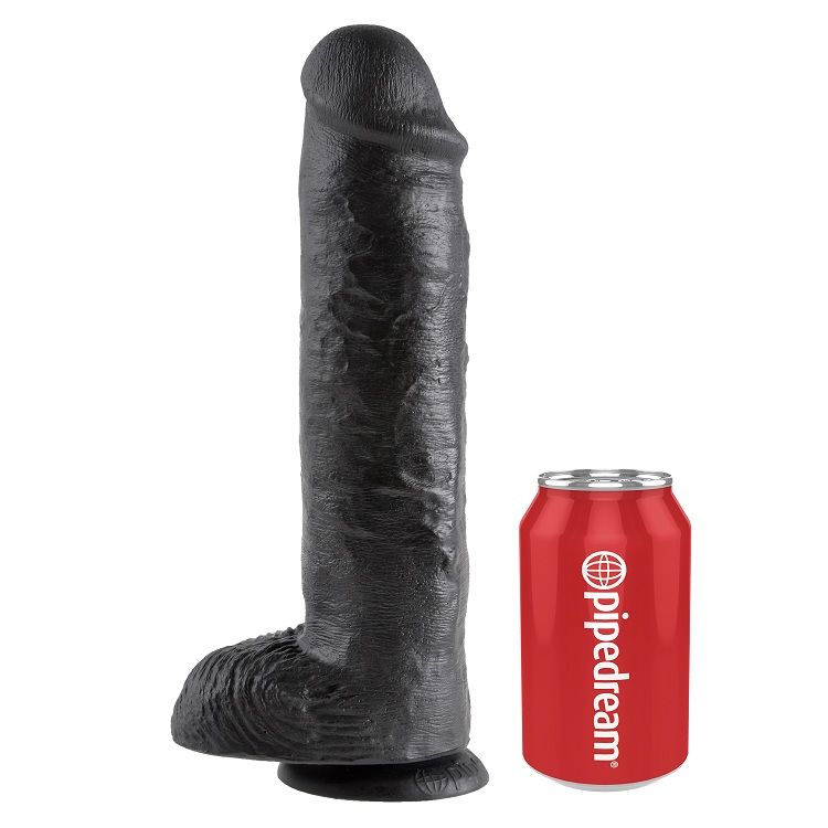 KING COCK - DILDO BLACK WITH BALLS 28 CM - Bild 3