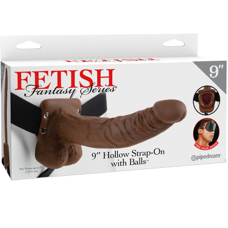FETISH FANTASY SERIES - SERIES 9 HOLLOW STRAP-ON WITH BALLS 22.9CM BROWN - Bild 3