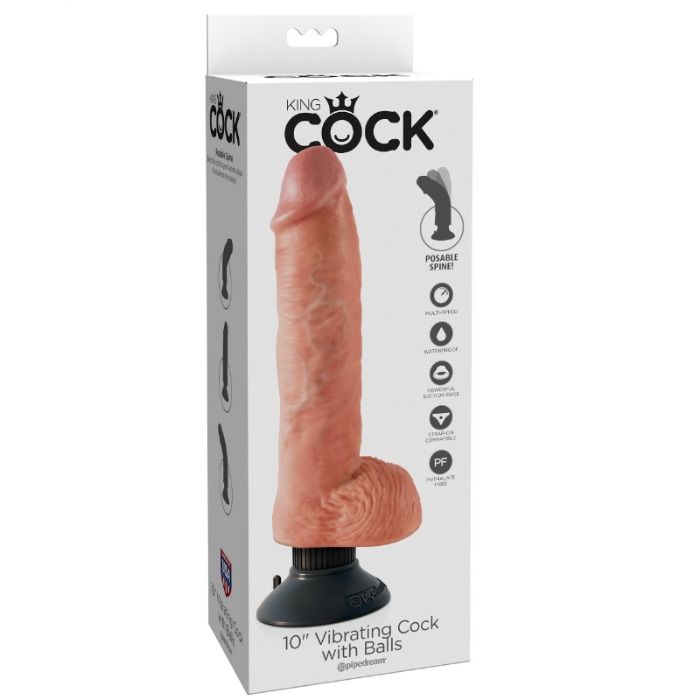 KING COCK - 25.5 CM VIBRATING COCK WITH BALLS FLESH - Bild 5