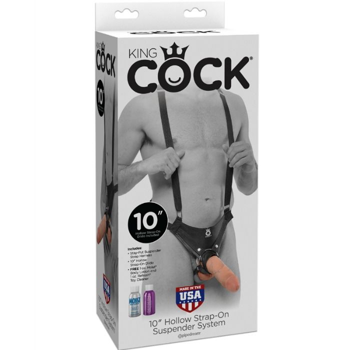 KING COCK - STRAP-ON WITH HOLLOW DILDO 25.5 CM AND BLACK STRAPS - Bild 8