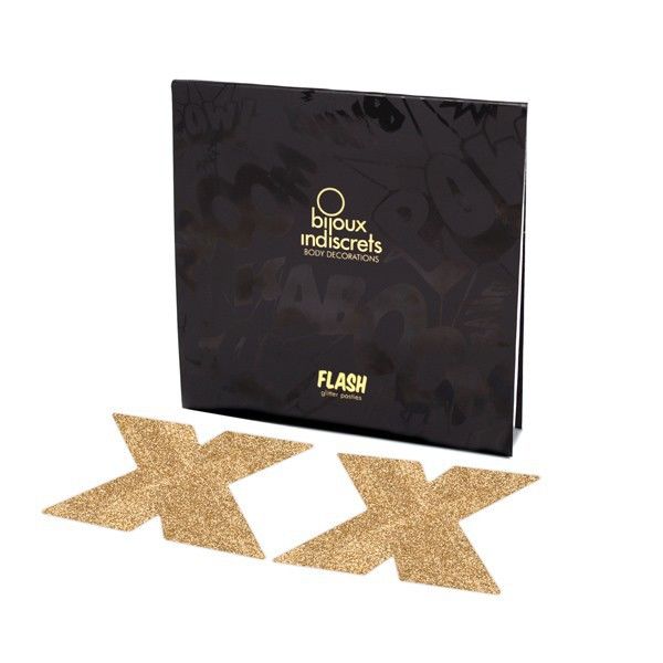 BIJOUX - INDISCRETS FLASH CROSS GOLD NIPPLE COVERS - Bild 3