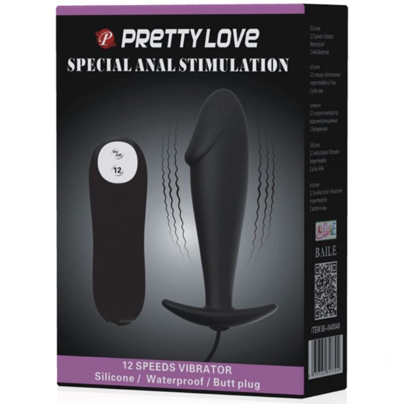 PRETTY LOVE - SILICONE ANAL PLUG PENIS FORM AND 12 VIBRATION MODES BLACK - Bild 7