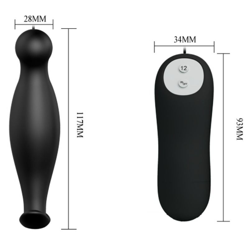 PRETTY LOVE - SILICONE ANAL PLUG 12 VIBRATION MODES BLACK - Bild 4