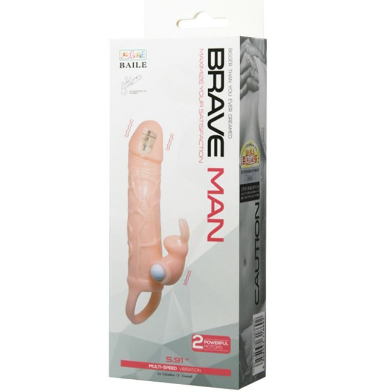 BAILE - BRAVE MAN PENIS COVER WITH RABBIT AND DOUBLE ENGINE FLESH 16.5 CM - Bild 3