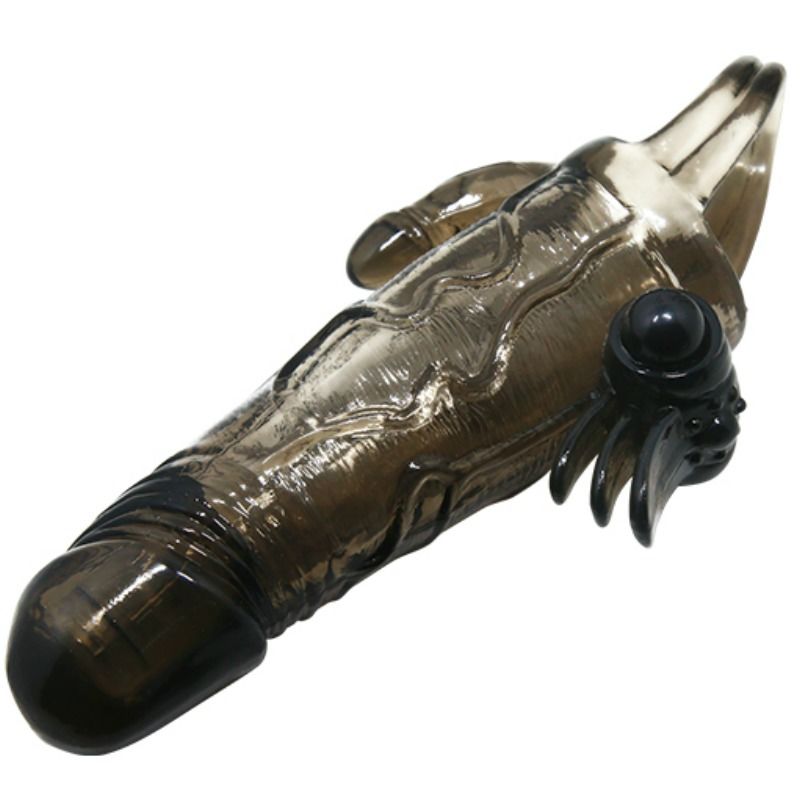 BAILE - BRAVE MAN PENIS COVER WITH CLIT AND ANAL STIMULATION DOUBLE BULLET BLACK 16.5 CM - Bild 5
