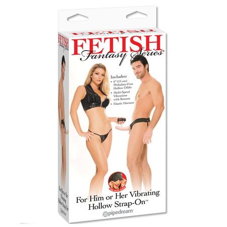 FETISH FANTASY SERIES - HOLLOW VIBRATOR HARNESS FOR HIM AND HER NATURAL 14CM - Bild 3