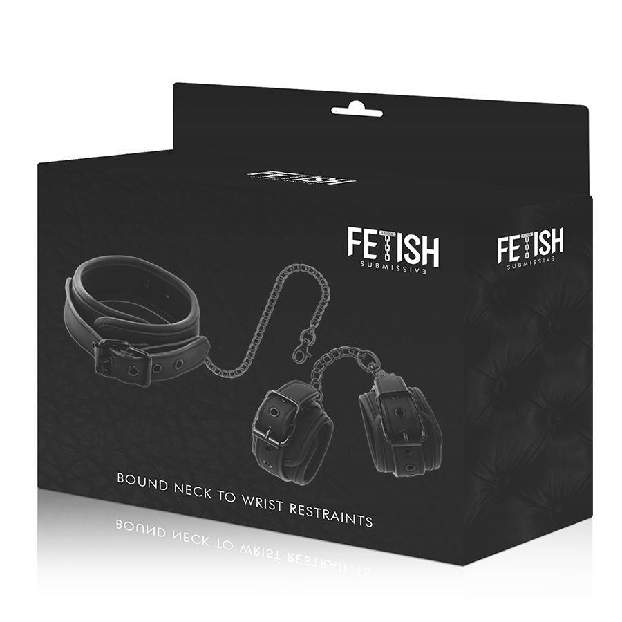 FETISH SUBMISSIVE - VEGAN LEATHER NECKLACE AND HANDCUFFS WITH NOPRENE LINING - Bild 3