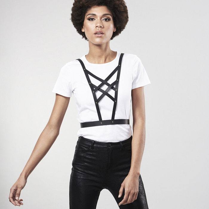 BIJOUX - INDISCRETS MAZE CROSSED HARNESS WITH NECKLINE BLACK - Bild 3
