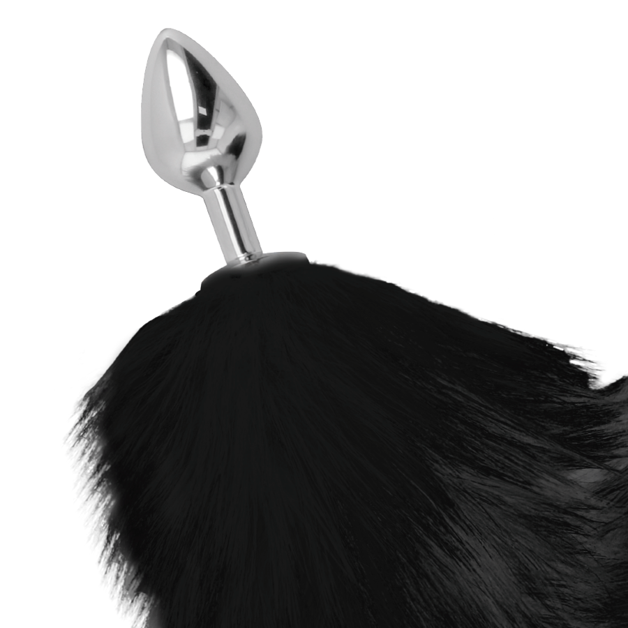 DARKNESS - SILVER ANAL PLUG 8 CM WITH BLACK TAIL - Bild 2