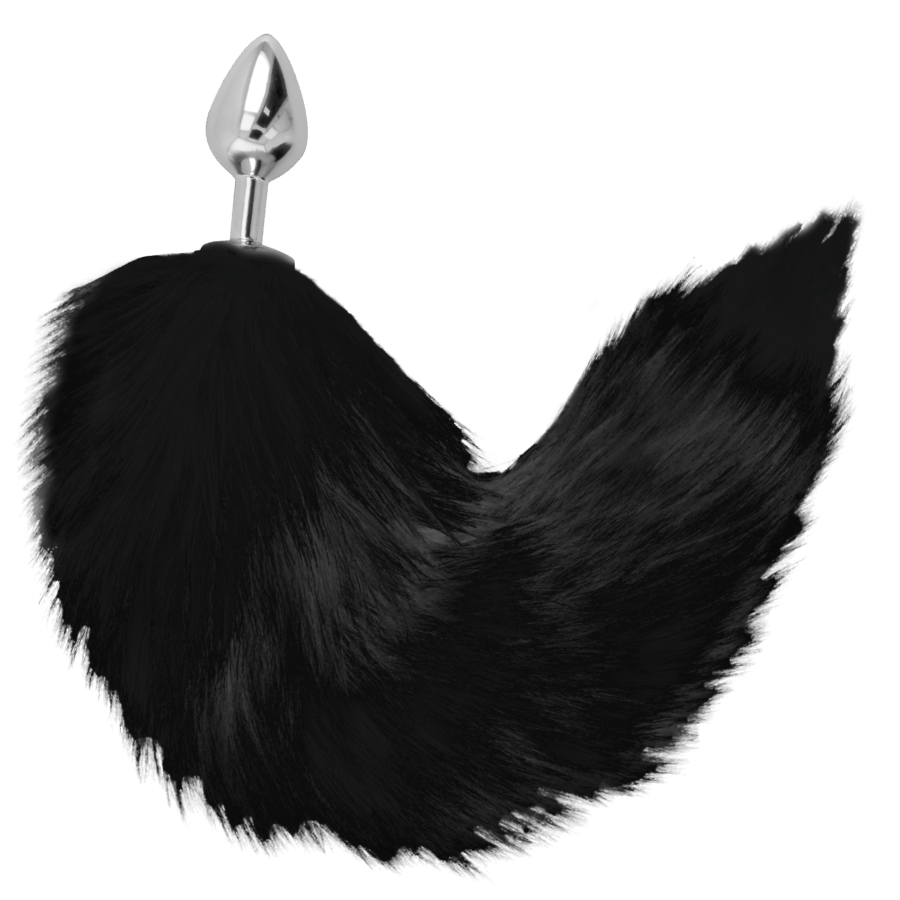 DARKNESS - SILVER ANAL PLUG 8 CM WITH BLACK TAIL - Bild 5