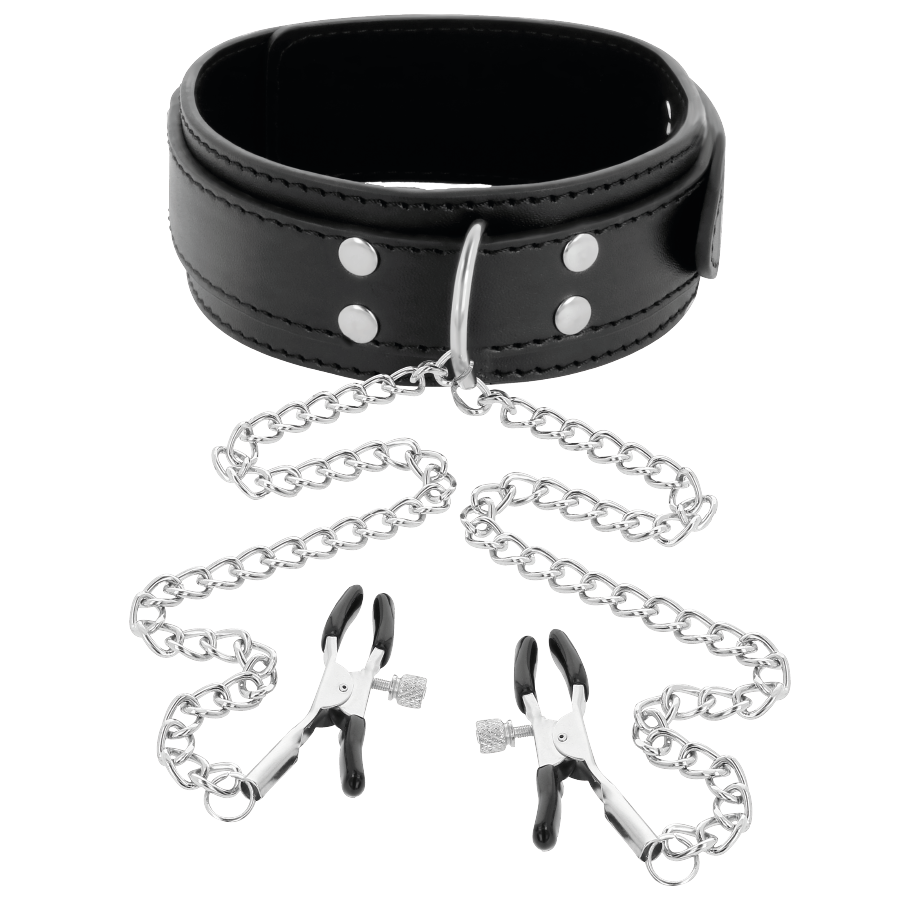 DARKNESS - COLLAR WITH NIPPLE CLAMPS BLACK - Bild 5