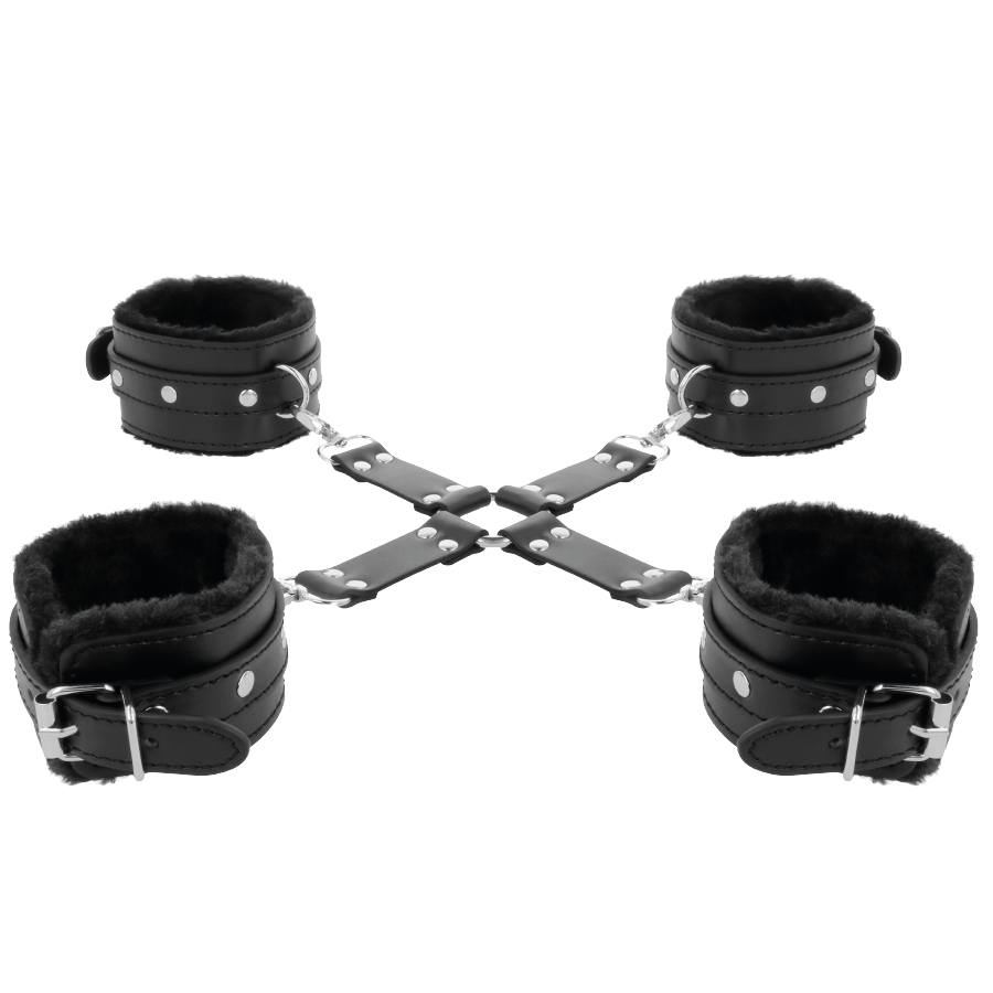 DARKNESS - LEATHER HANDCUFFS FOR FOOT AND HANDS BLACK - Bild 3